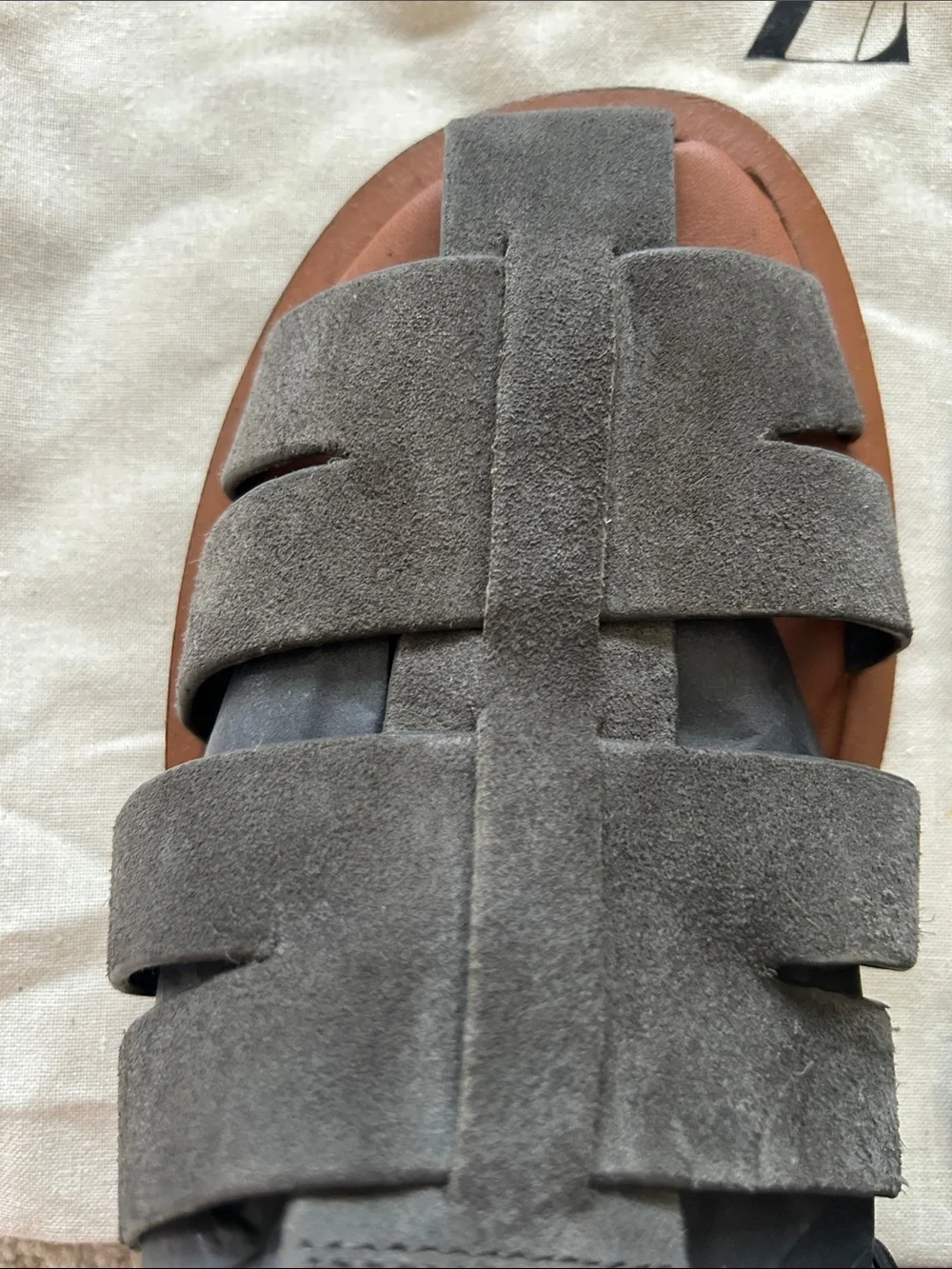 ZARA Dark Gray Suede Fisherman Sandals - Picture 7 of 7
